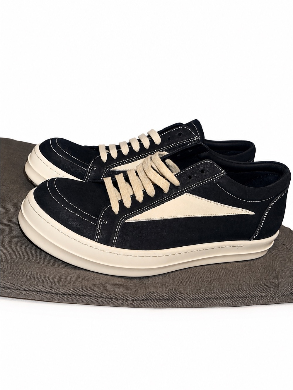 Rick Owen’s Black Oil Wax Leather Low-Top Sneakers size 12 (NO BOX)